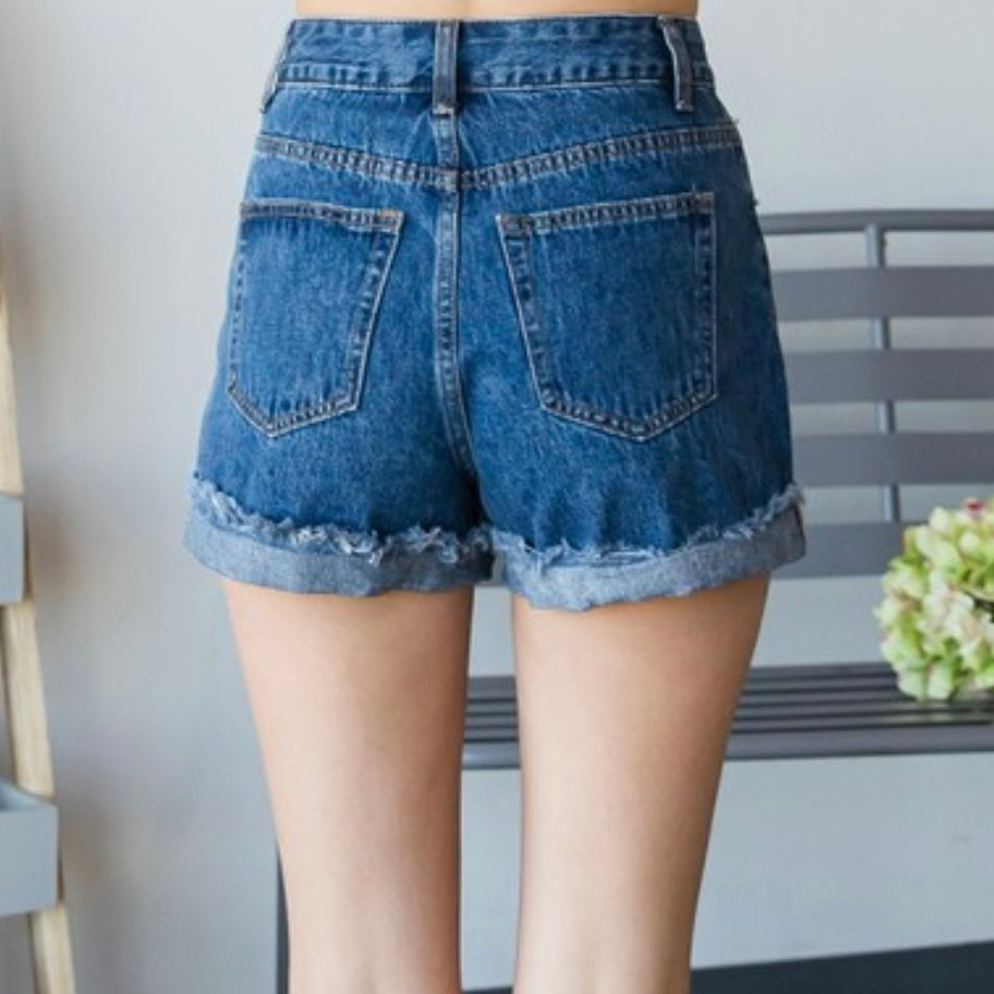 Give It A Go Dark Washed Denim Shorts