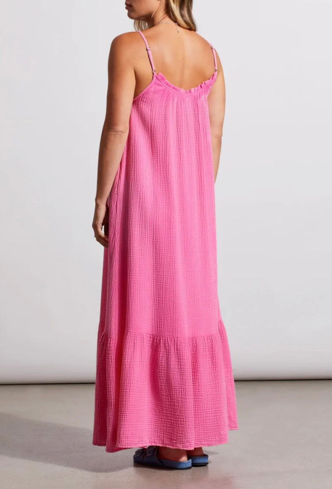 All The Vibes Pink Cotton Gauze Maxi Dress