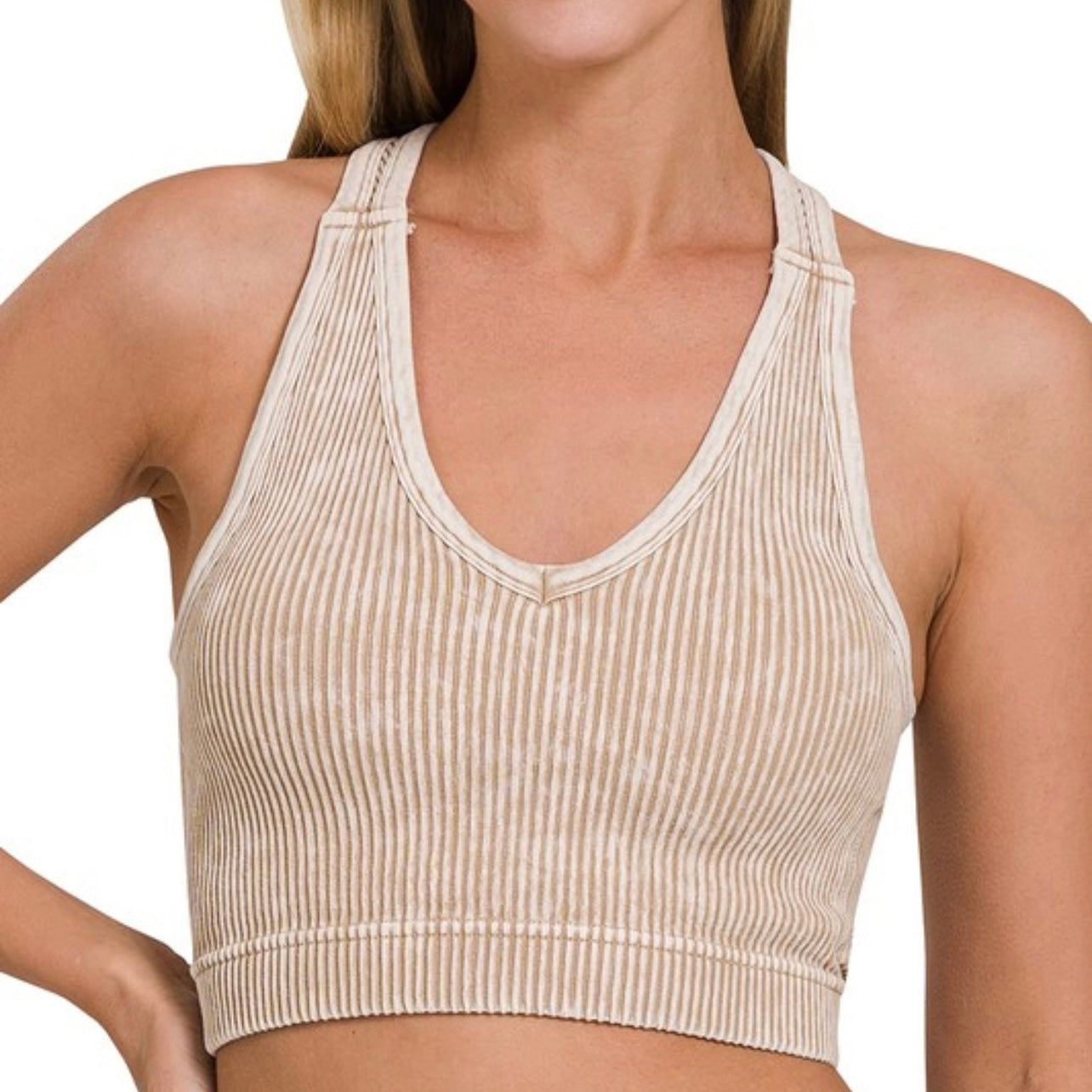Going Places Washed Ribbed Seamless Padded Cami Tank