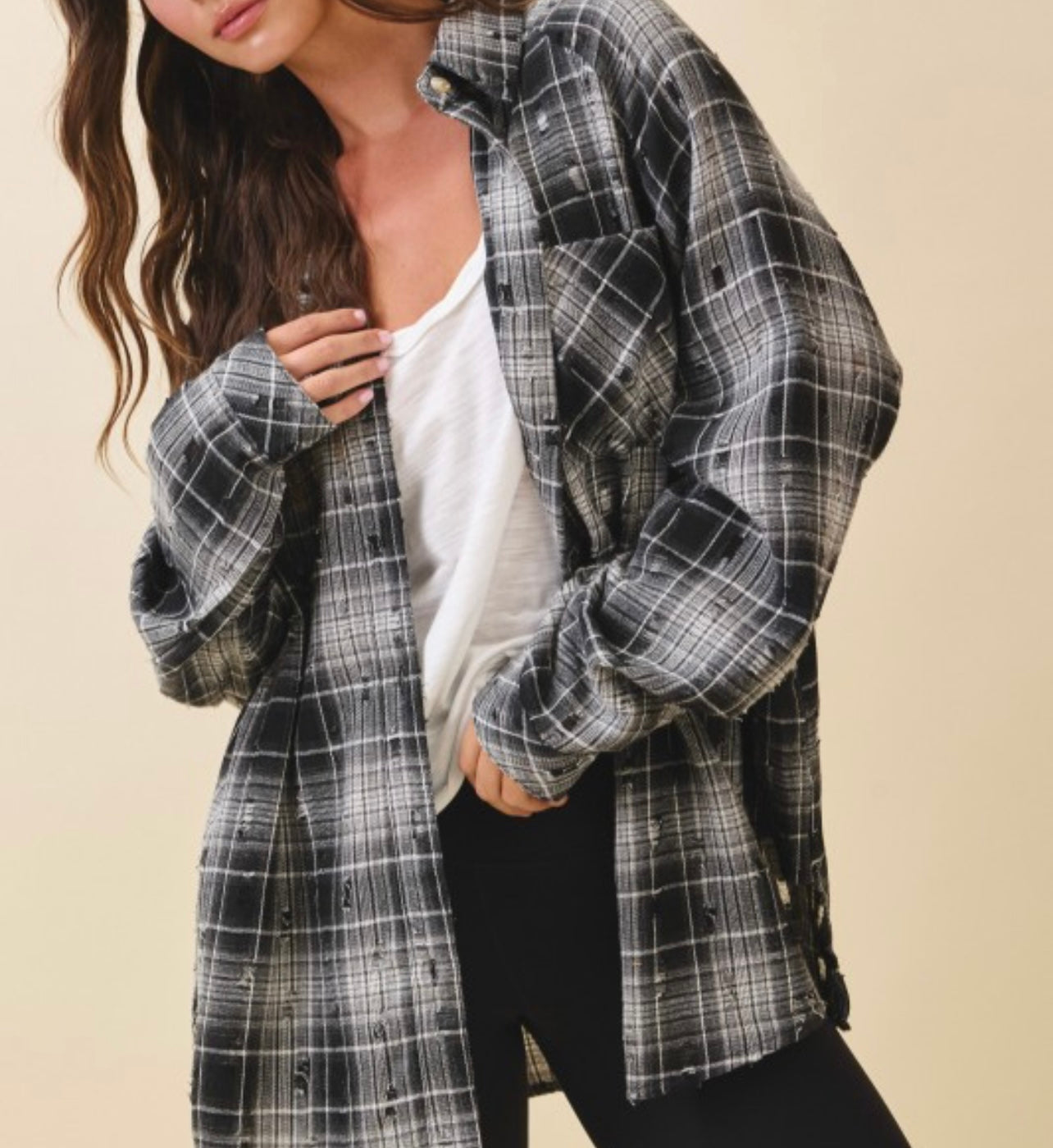Harvest Mood Plaid Distressed Flannel Shirt