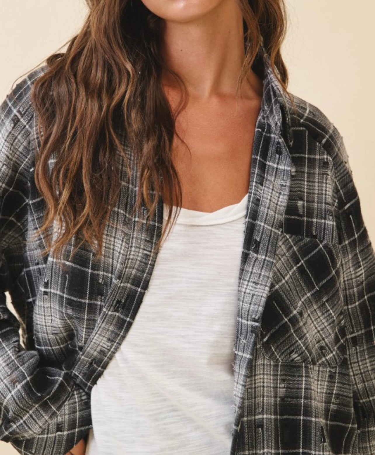 Harvest Mood Plaid Distressed Flannel Shirt