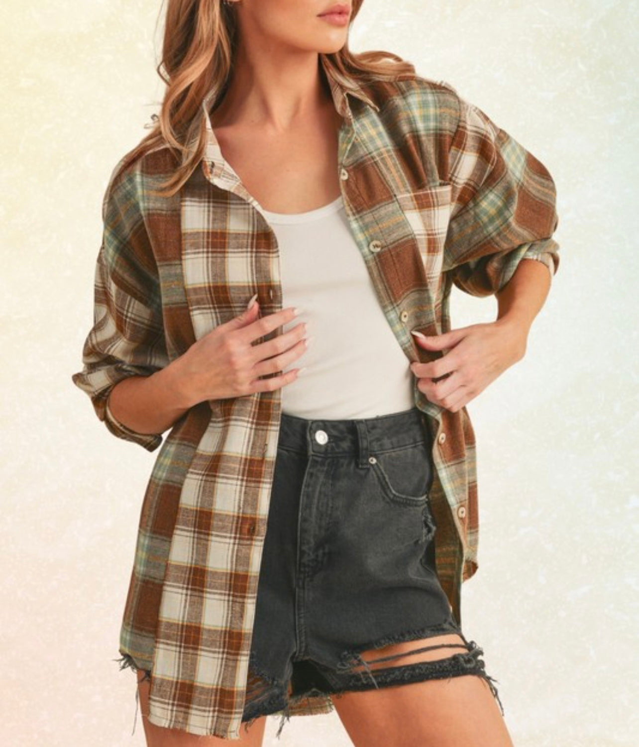 Toasted Marshmallow Plaid Flannel Shirt