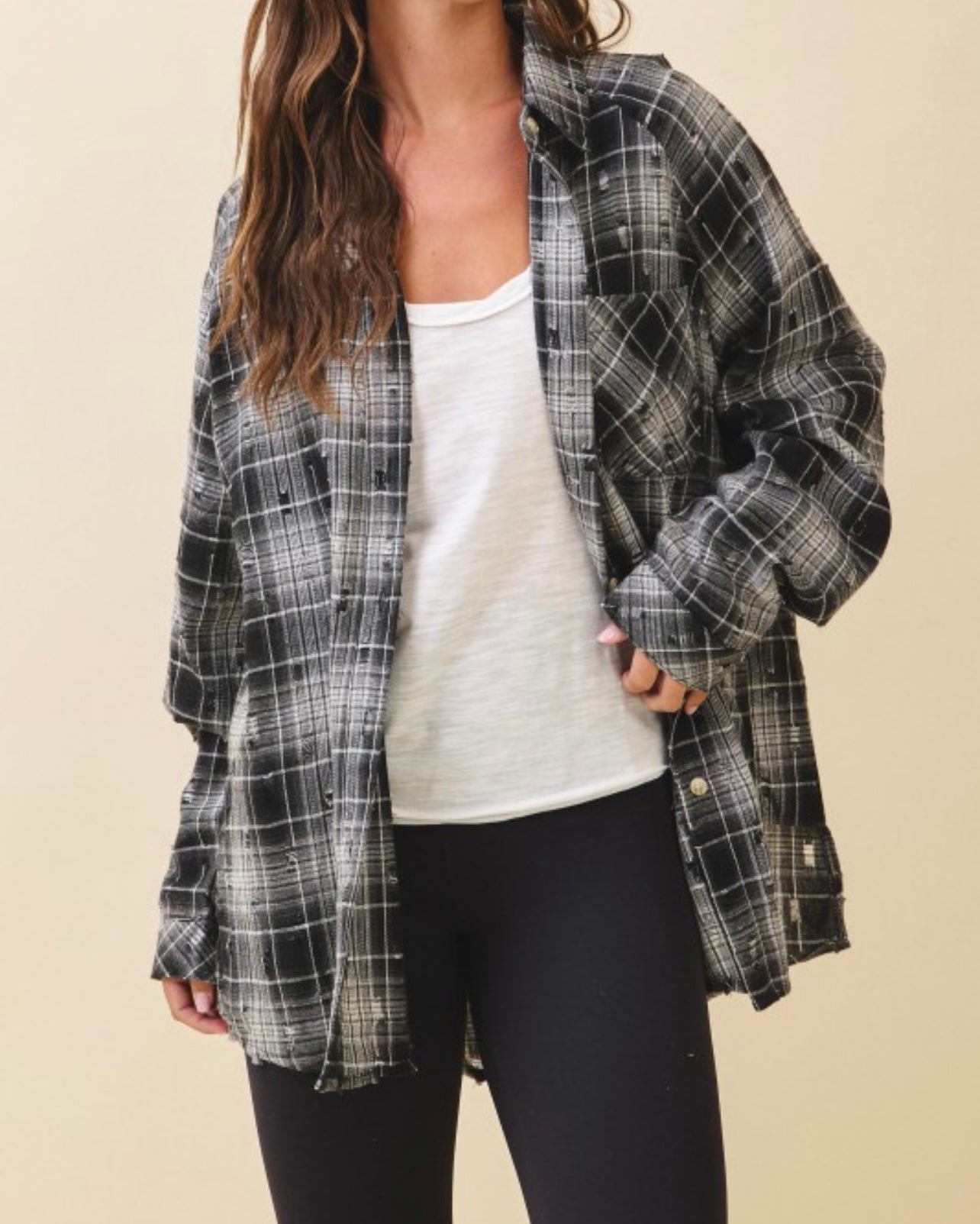 Harvest Mood Plaid Distressed Flannel Shirt