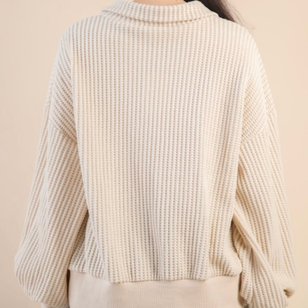 Sunday Brunch Cream Waffle Knit Pullover