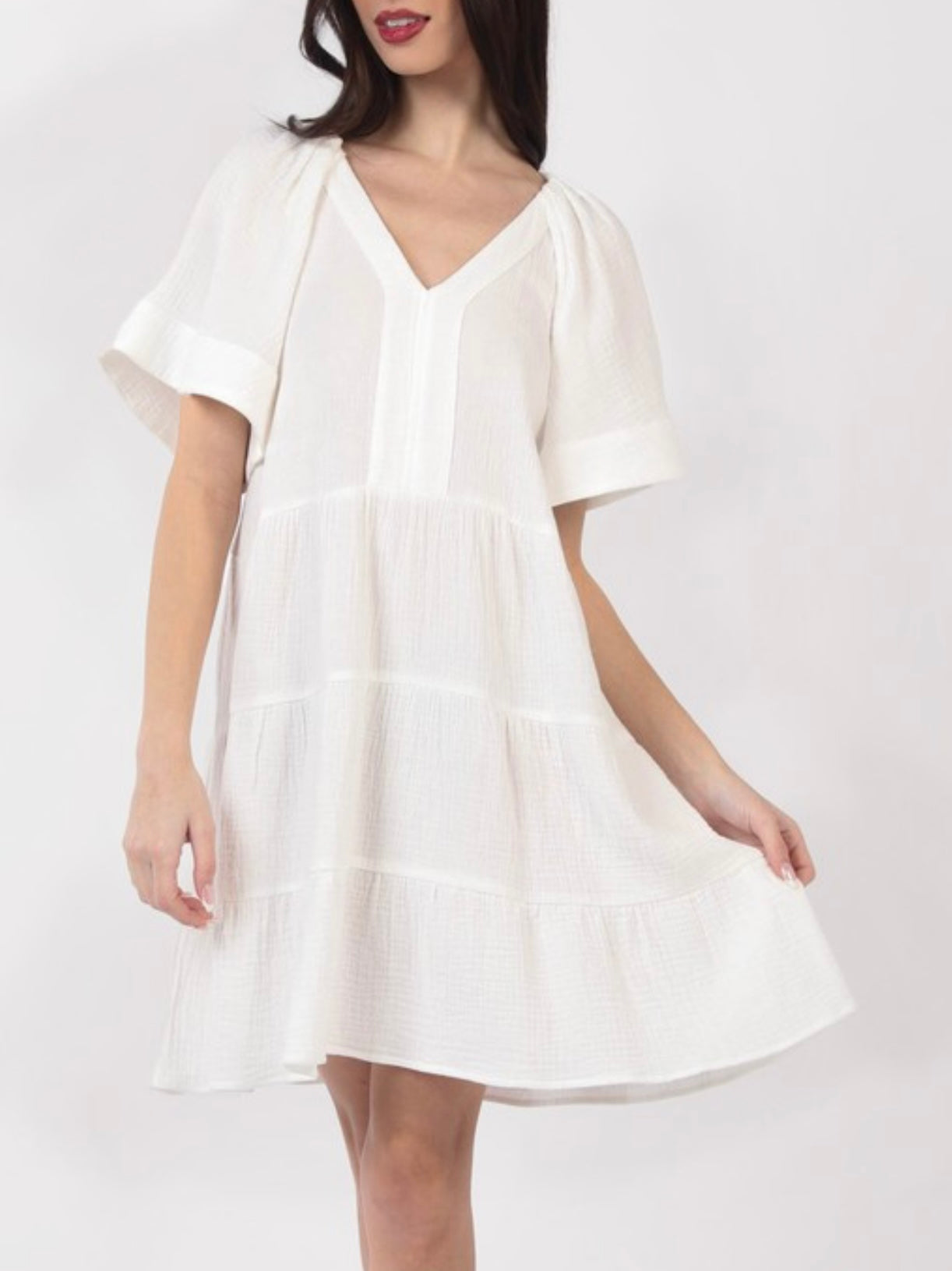 Taking A Break Cotton Gauze Mini Babydoll Dress