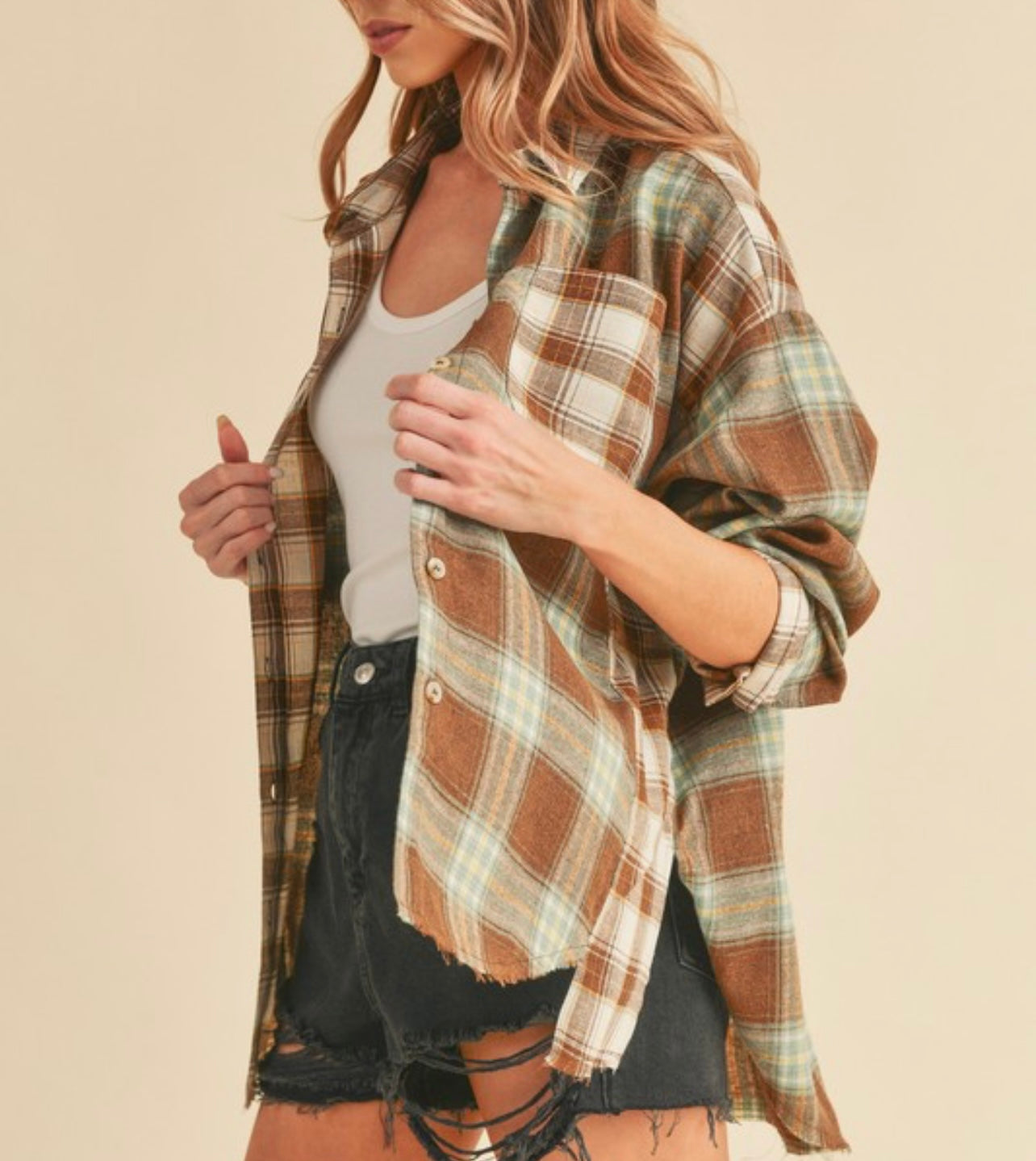 Toasted Marshmallow Plaid Flannel Shirt