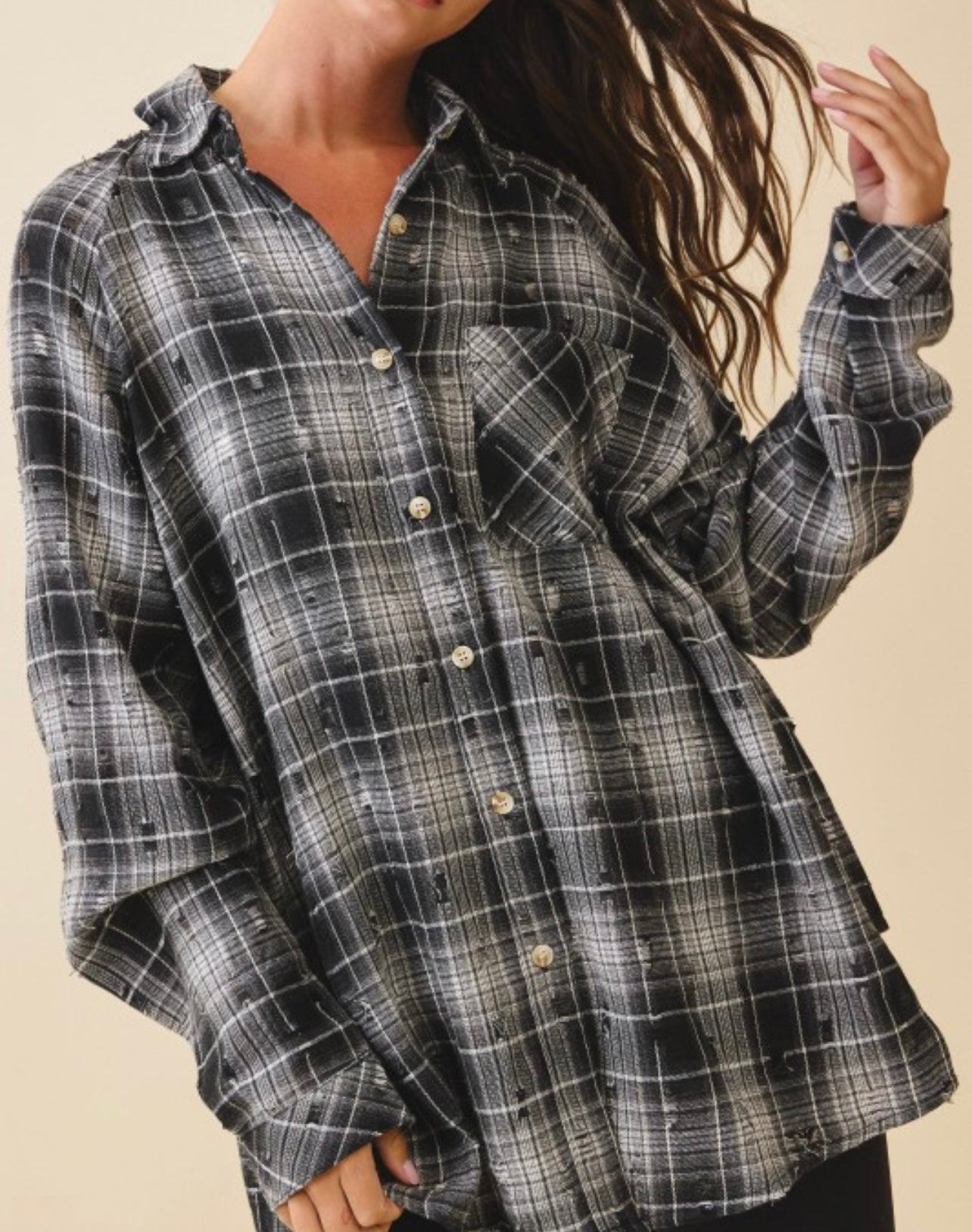 Harvest Mood Plaid Distressed Flannel Shirt