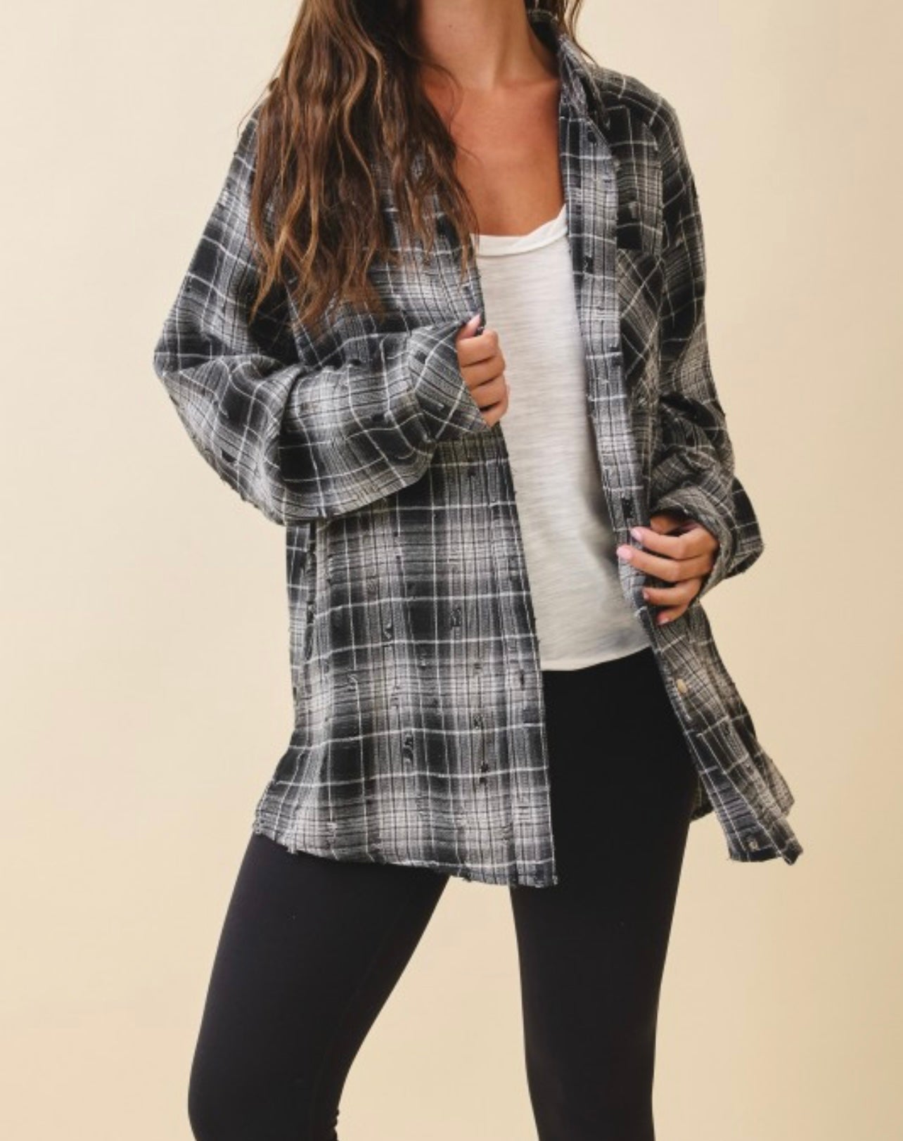 Harvest Mood Plaid Distressed Flannel Shirt