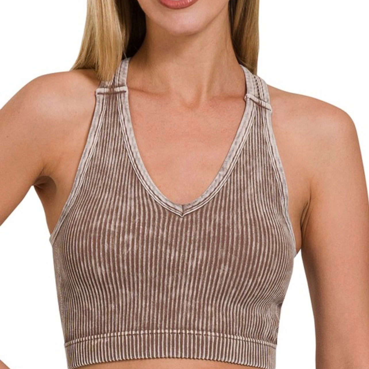 Going Places Washed Ribbed Seamless Padded Cami Tank
