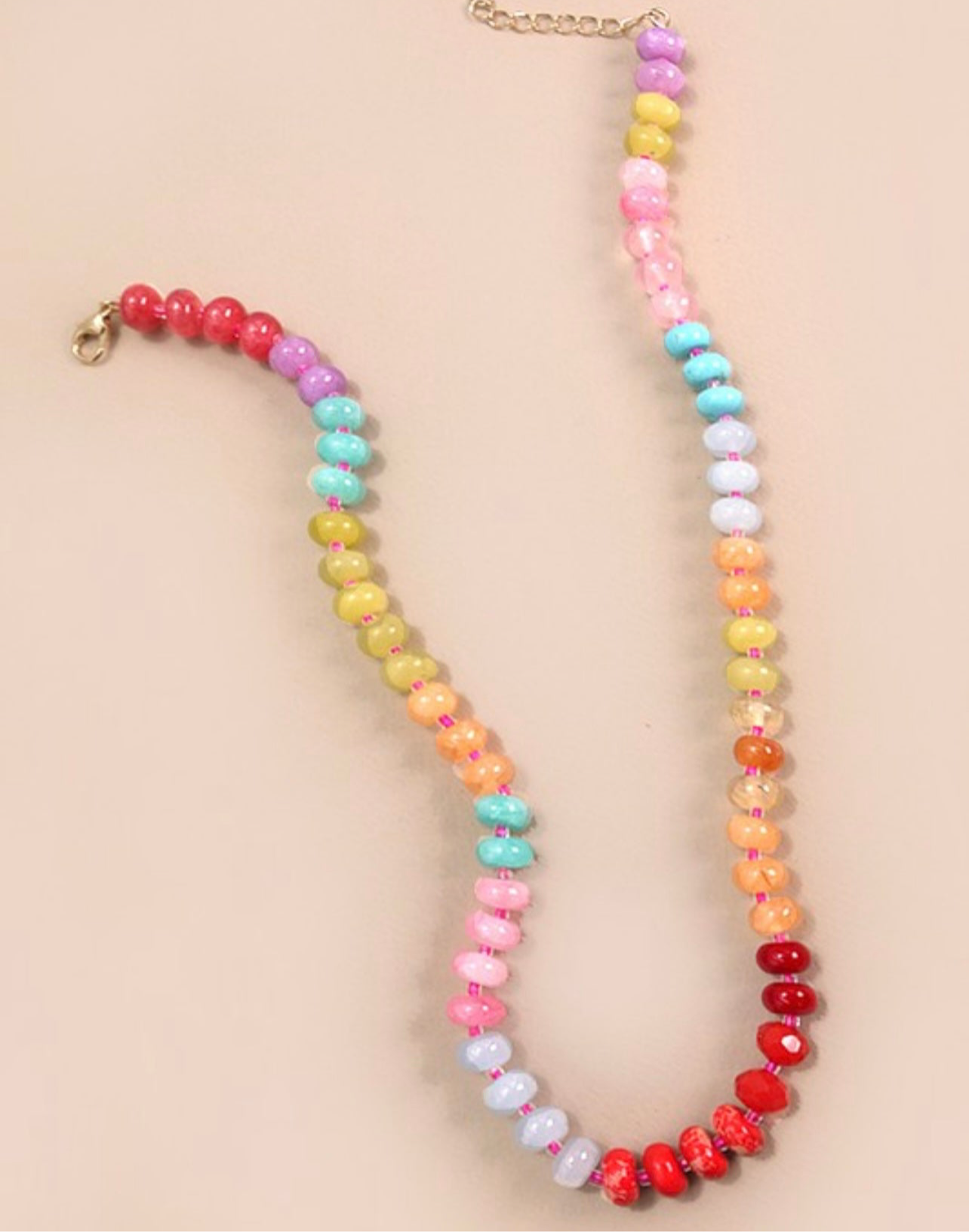 Natural Agate Glass Semi Precious Bead Necklace
