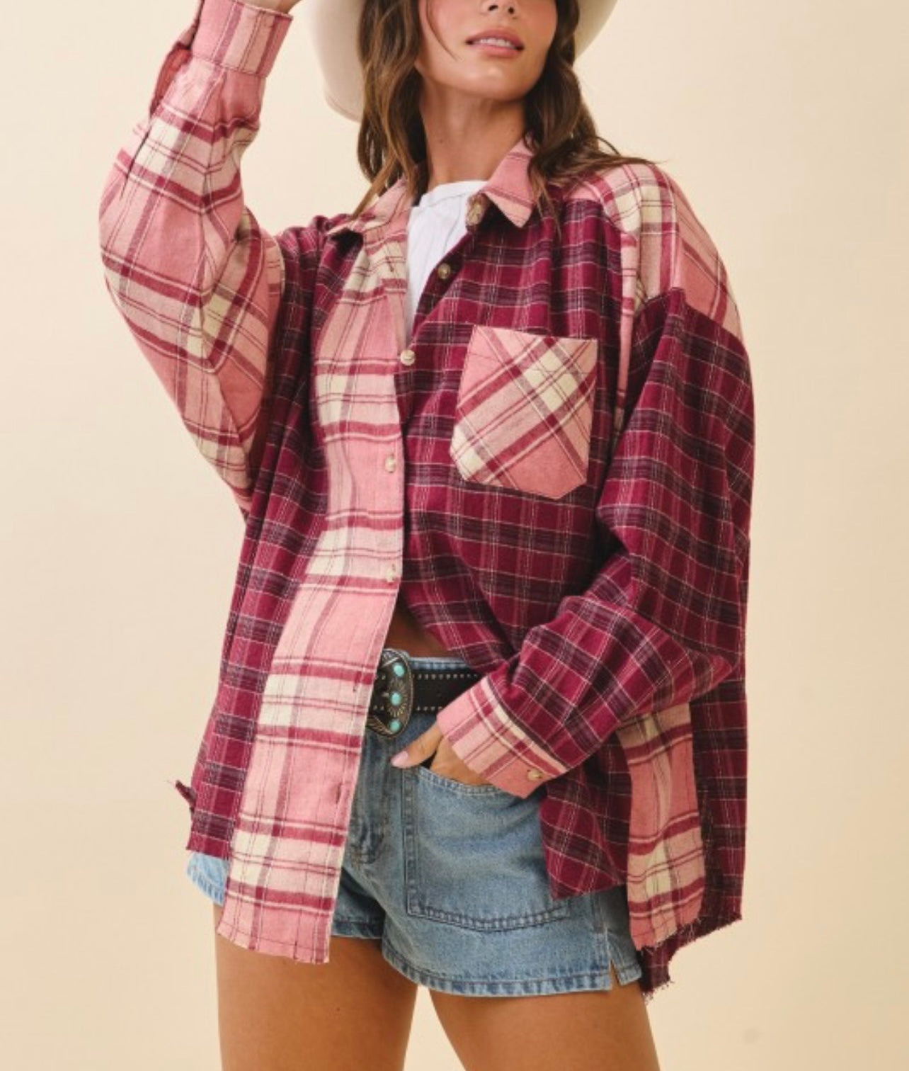 Campfire Cowgirl Multi Colored Plaid Flannel Shirt