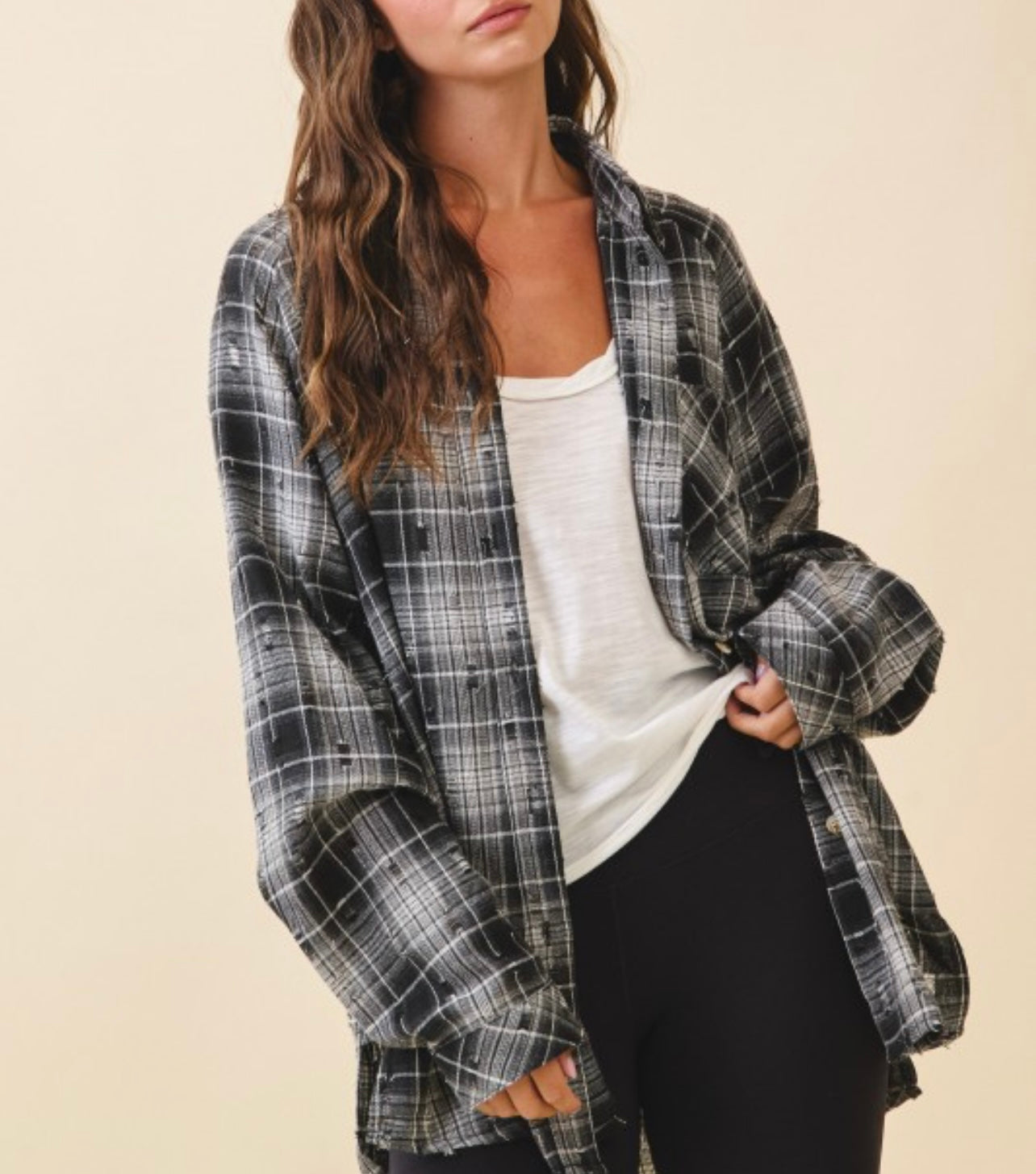 Harvest Mood Plaid Distressed Flannel Shirt