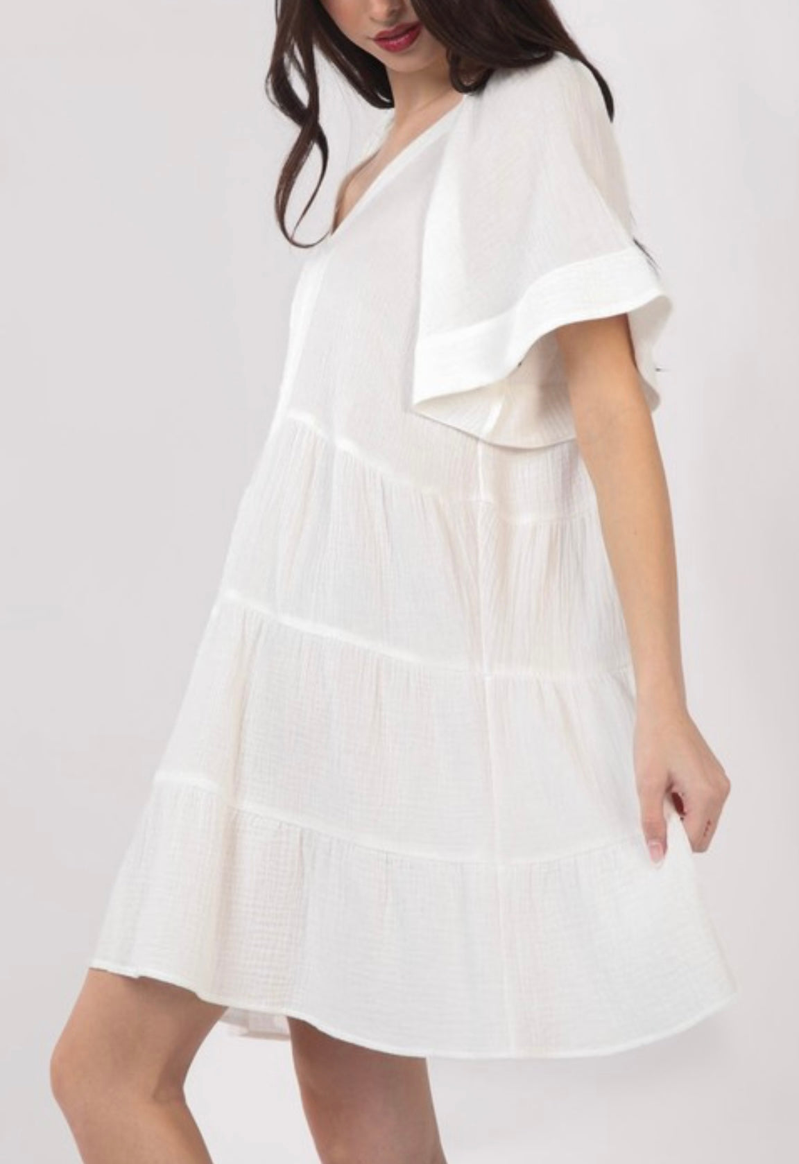Taking A Break Cotton Gauze Mini Babydoll Dress