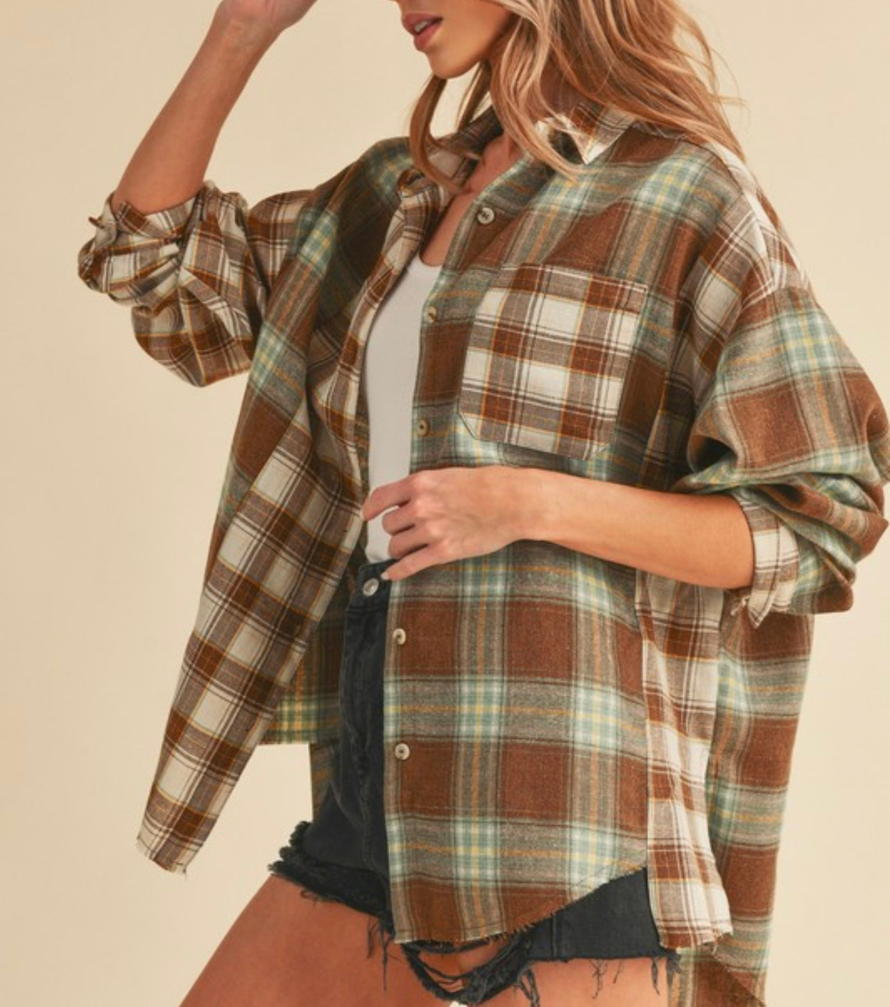 Toasted Marshmallow Plaid Flannel Shirt