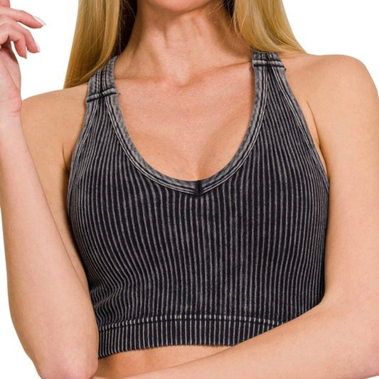 Going Places Washed Ribbed Seamless Padded Cami Tank