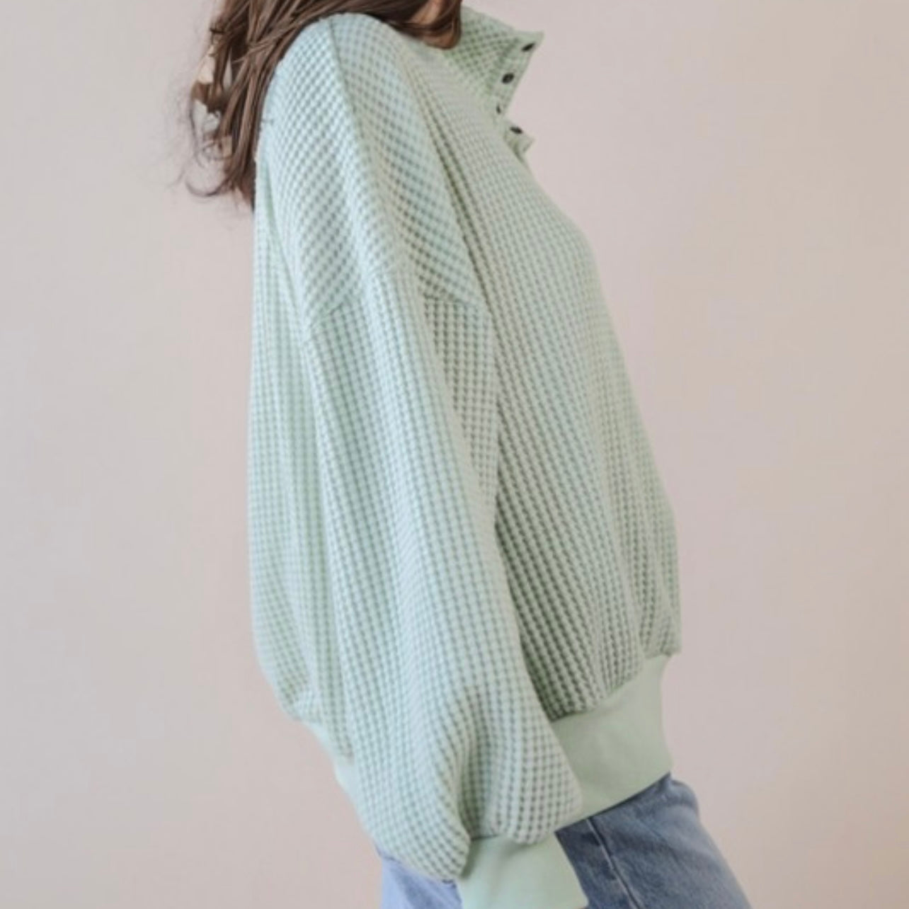 The Snuggle Stitch Sage Waffle Knit Pullover
