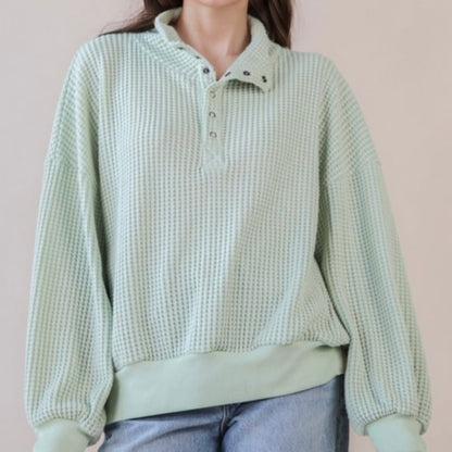The Snuggle Stitch Sage Waffle Knit Pullover