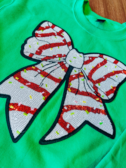 Christmas Tree Cake Bow Sweatshirt