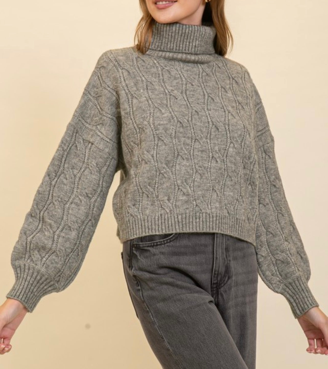 Standing Out Cable Knit Turtle Neck Sweater