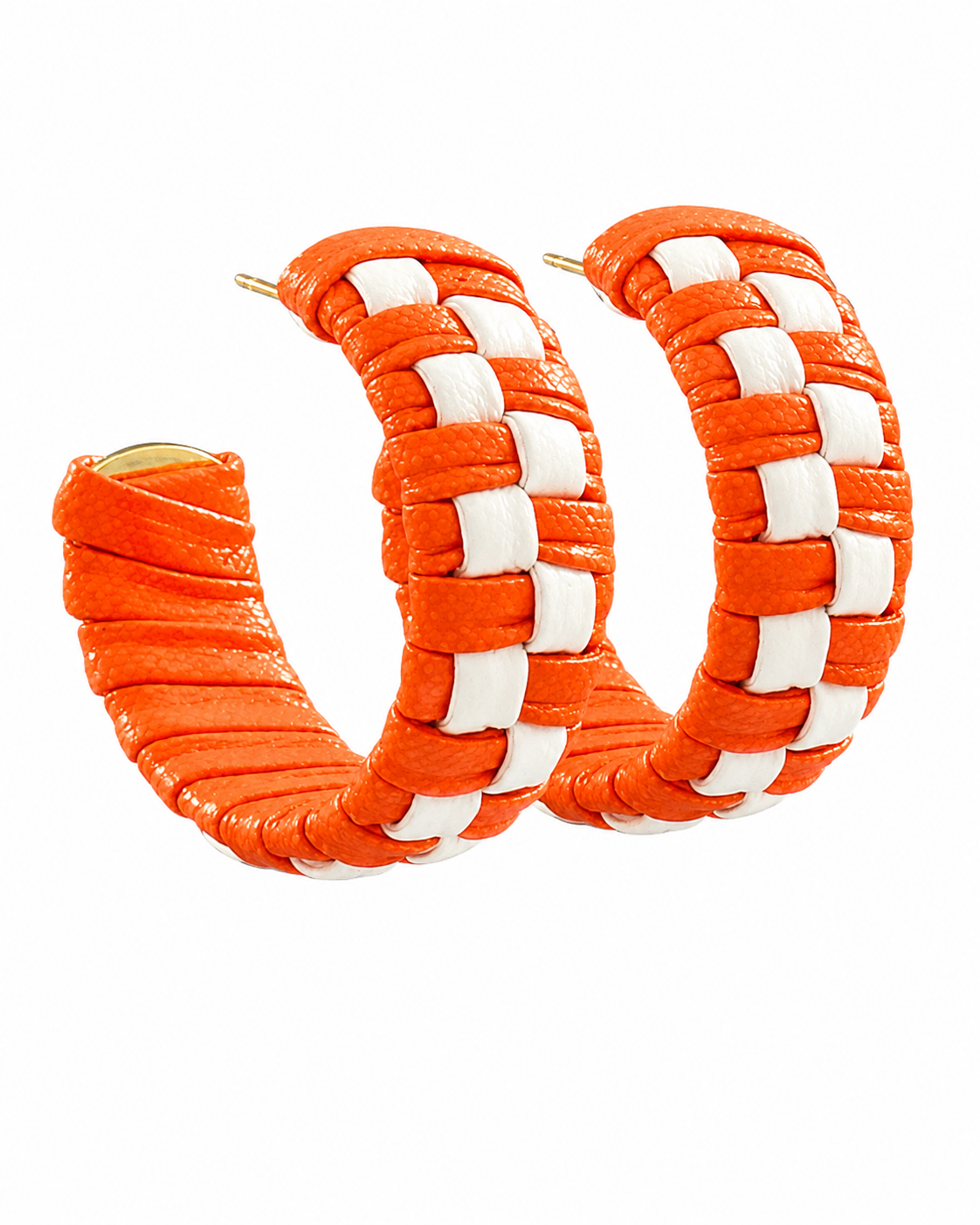 Leather Checkered Open Hoops