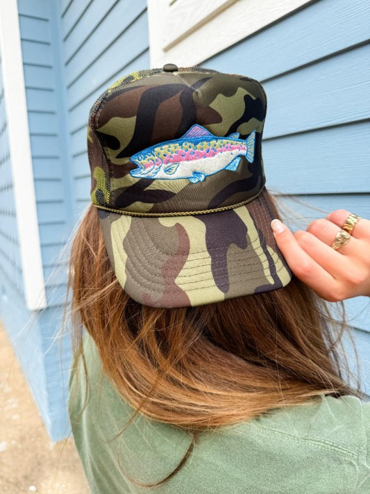 Colorful Trout Camo Trucker Hat