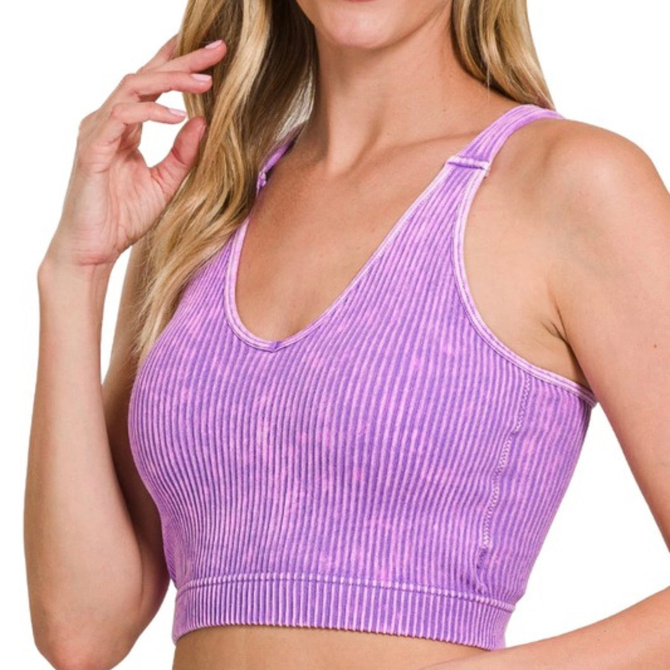Going Places Washed Ribbed Seamless Padded Cami Tank