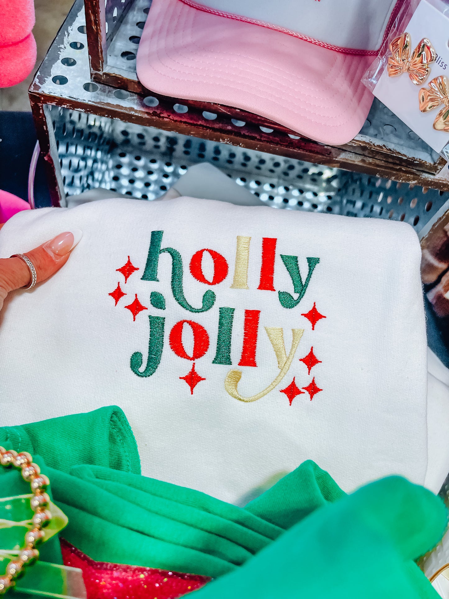 Holly Jolly Embroidered Sweatshirt