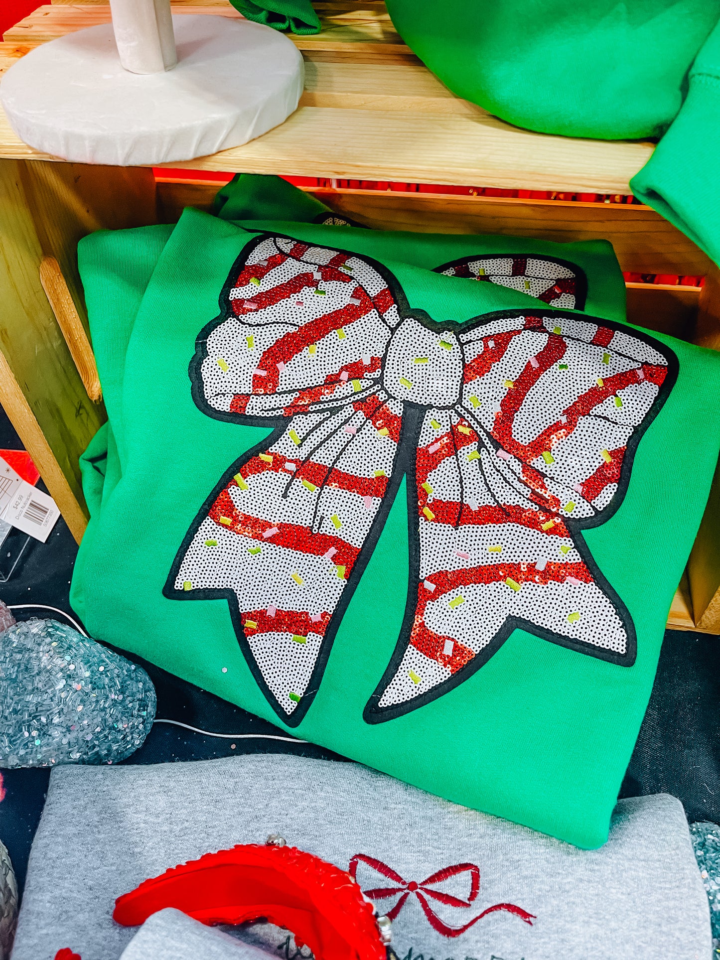 Christmas Tree Cake Bow Sweatshirt