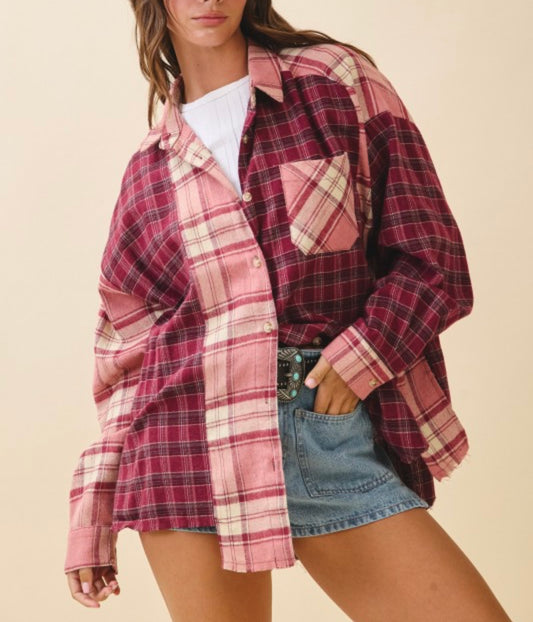Campfire Cowgirl Multi Colored Plaid Flannel Shirt