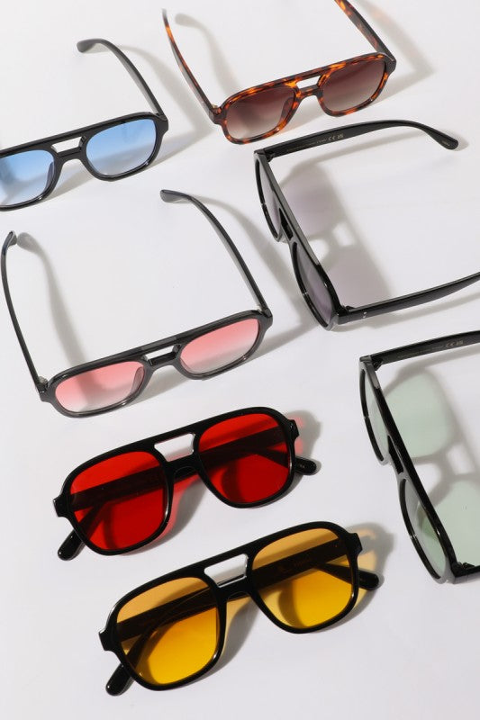 Retro Square Aviator Style Colored Lens Sunnies