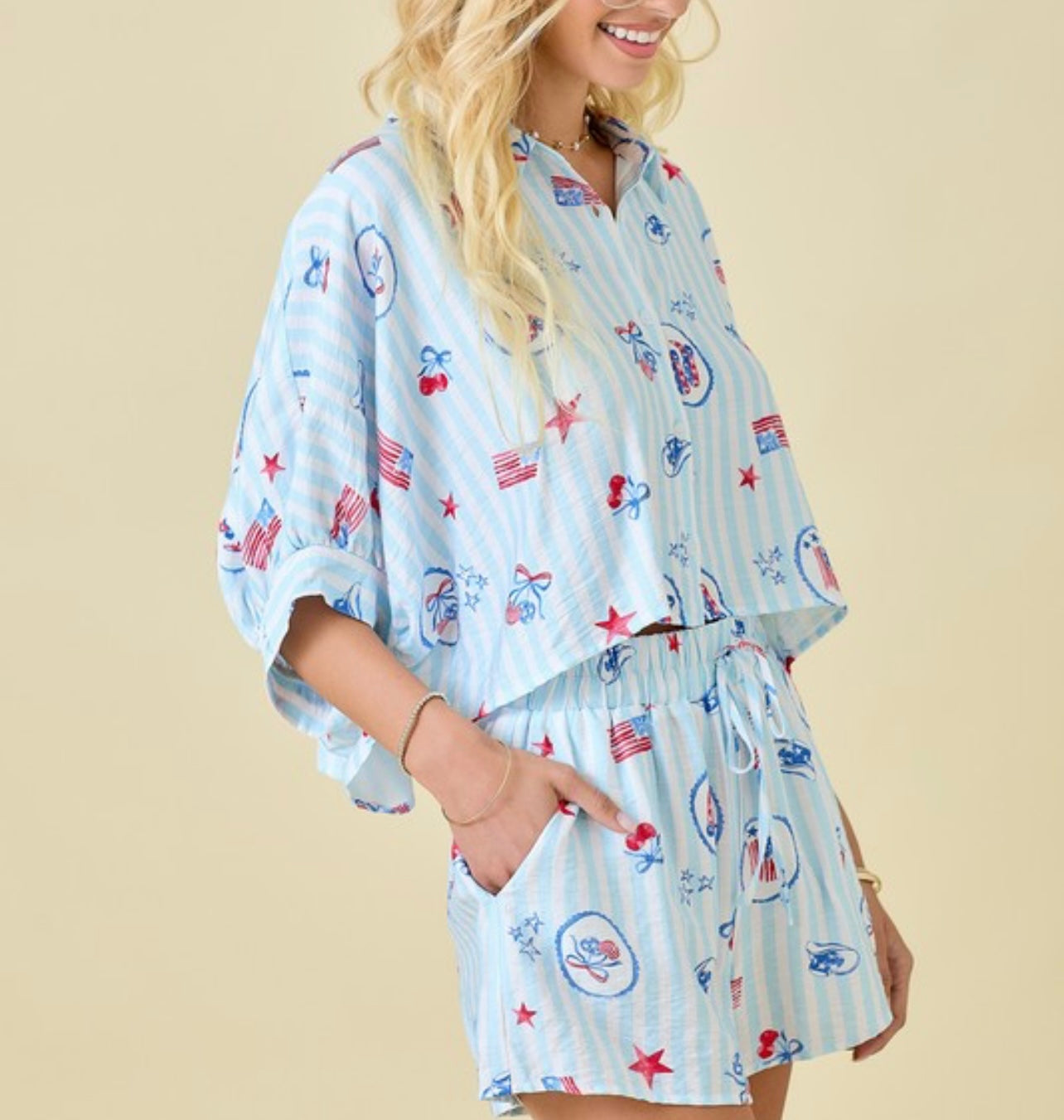 American Girl Striped Printed Shorts
