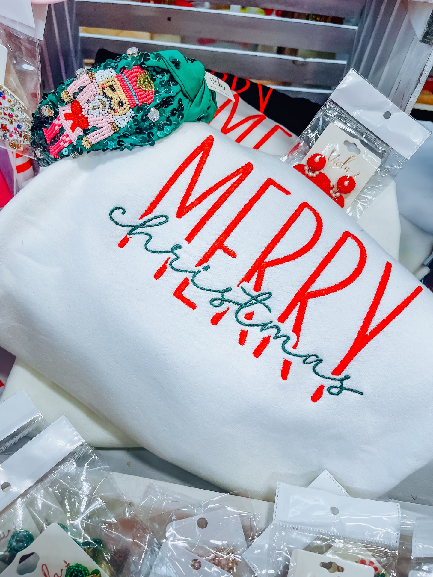 Merry Christmas Embroidered Sweatshirt