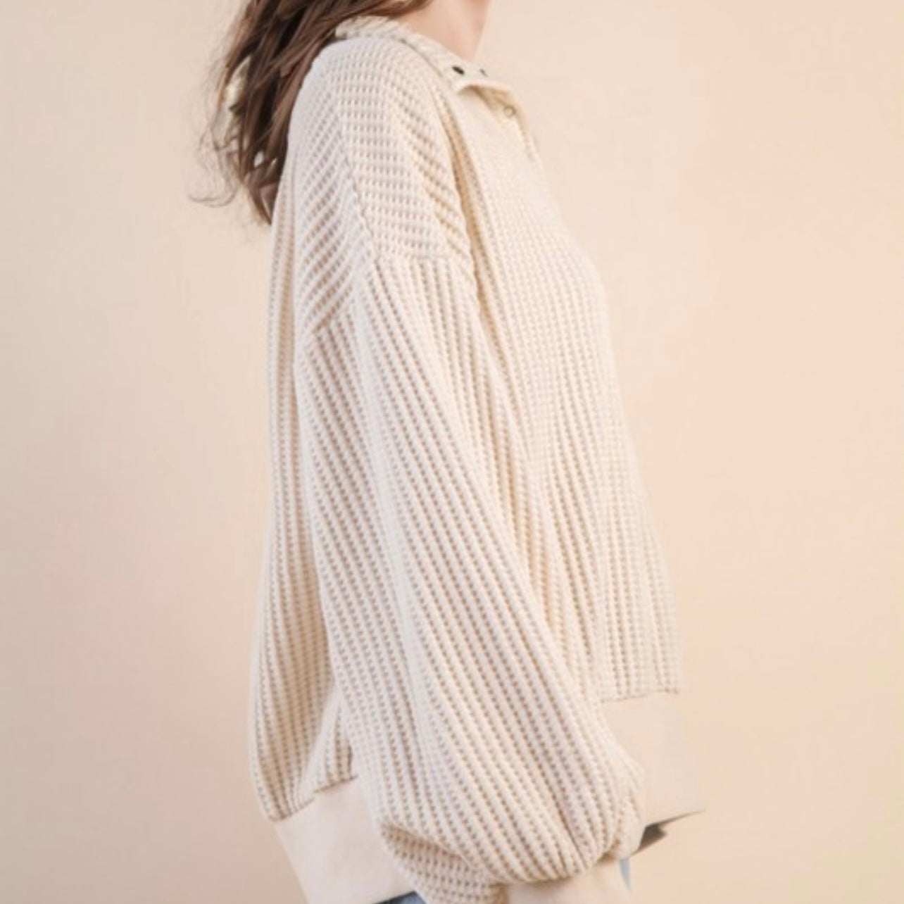 Sunday Brunch Cream Waffle Knit Pullover