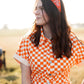 Go Team Go Orange + White Checkered Romper