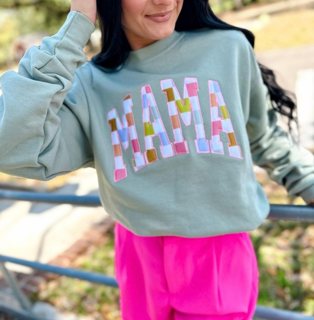 Mama Makes the World Go Round Embroidered Sweatshirt