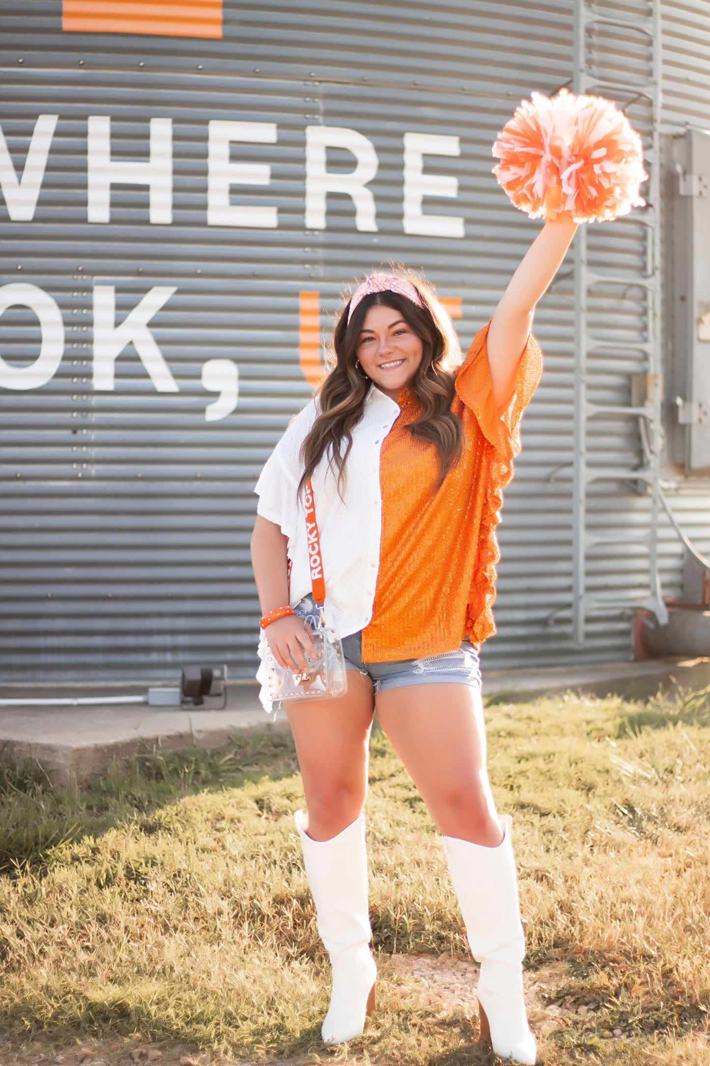 Gameday Girl Sequined Poncho Style Button-up