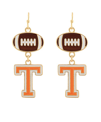 Power “T” Football Earrings