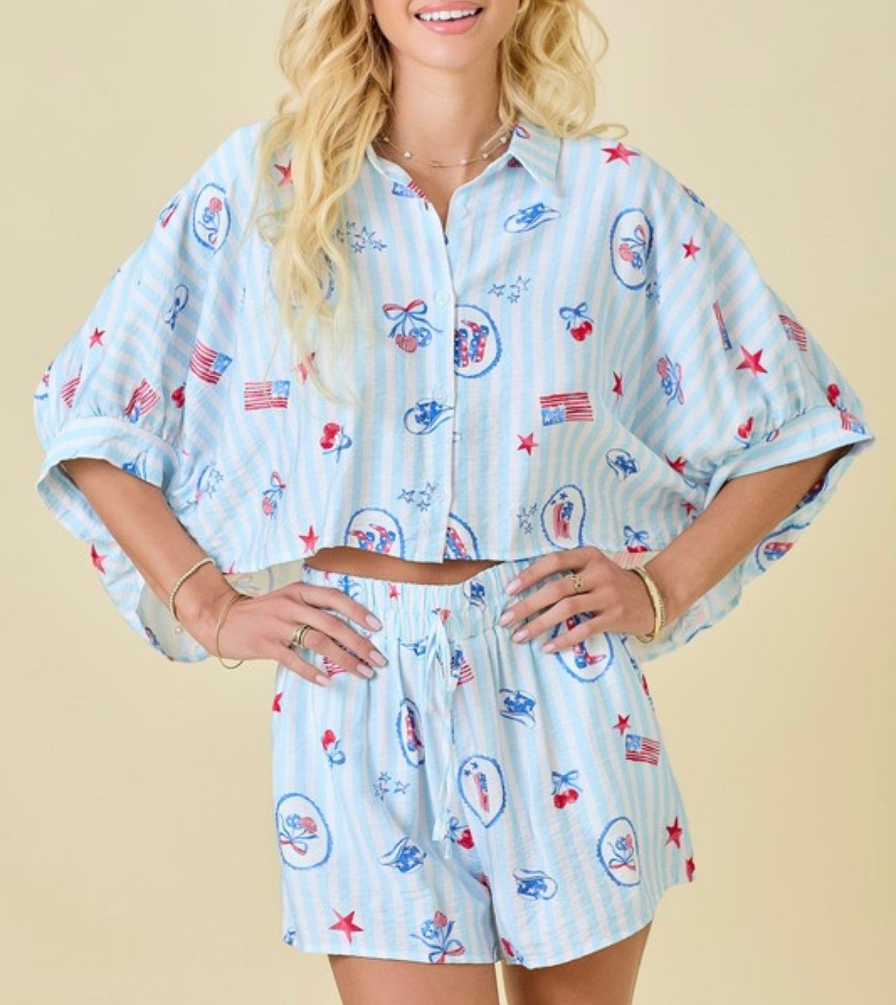 American Girl Striped Printed Shorts