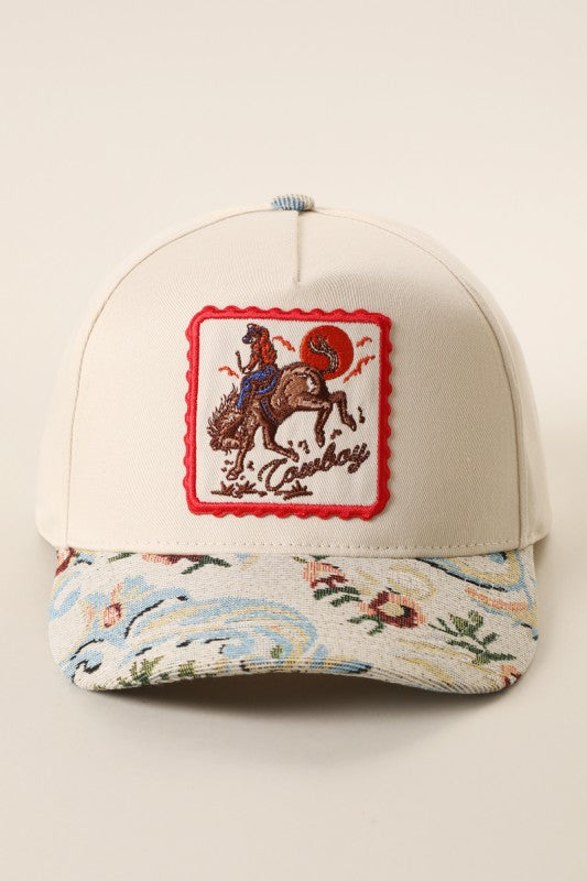 Cowboy Tapestry Brim Trucker Hat