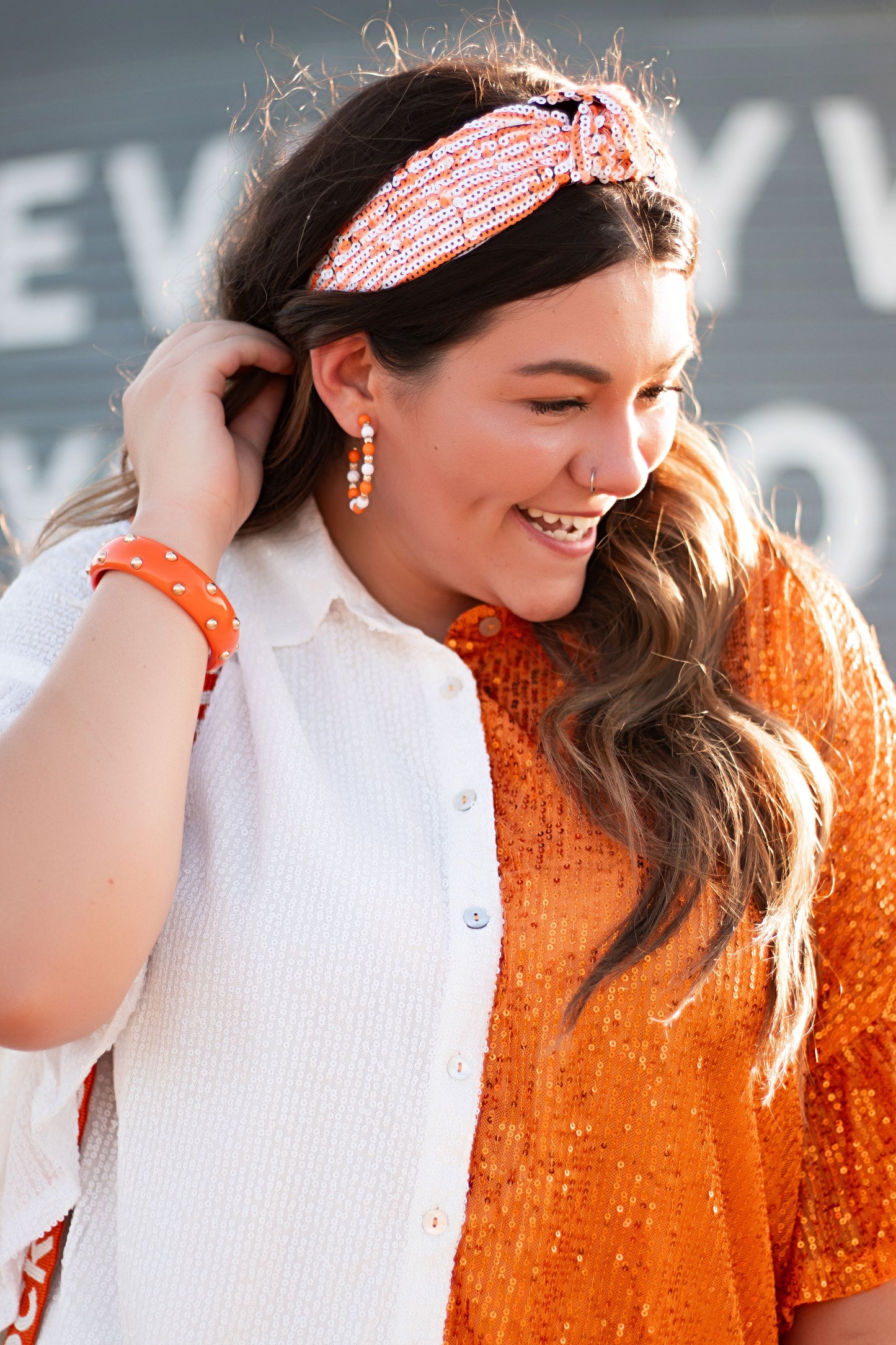 Orange Country Sequin Headband