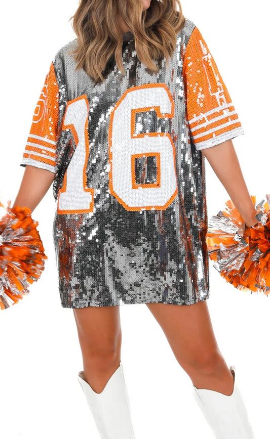 She had a 16 Hometeam Jersey on Sequin Jersey