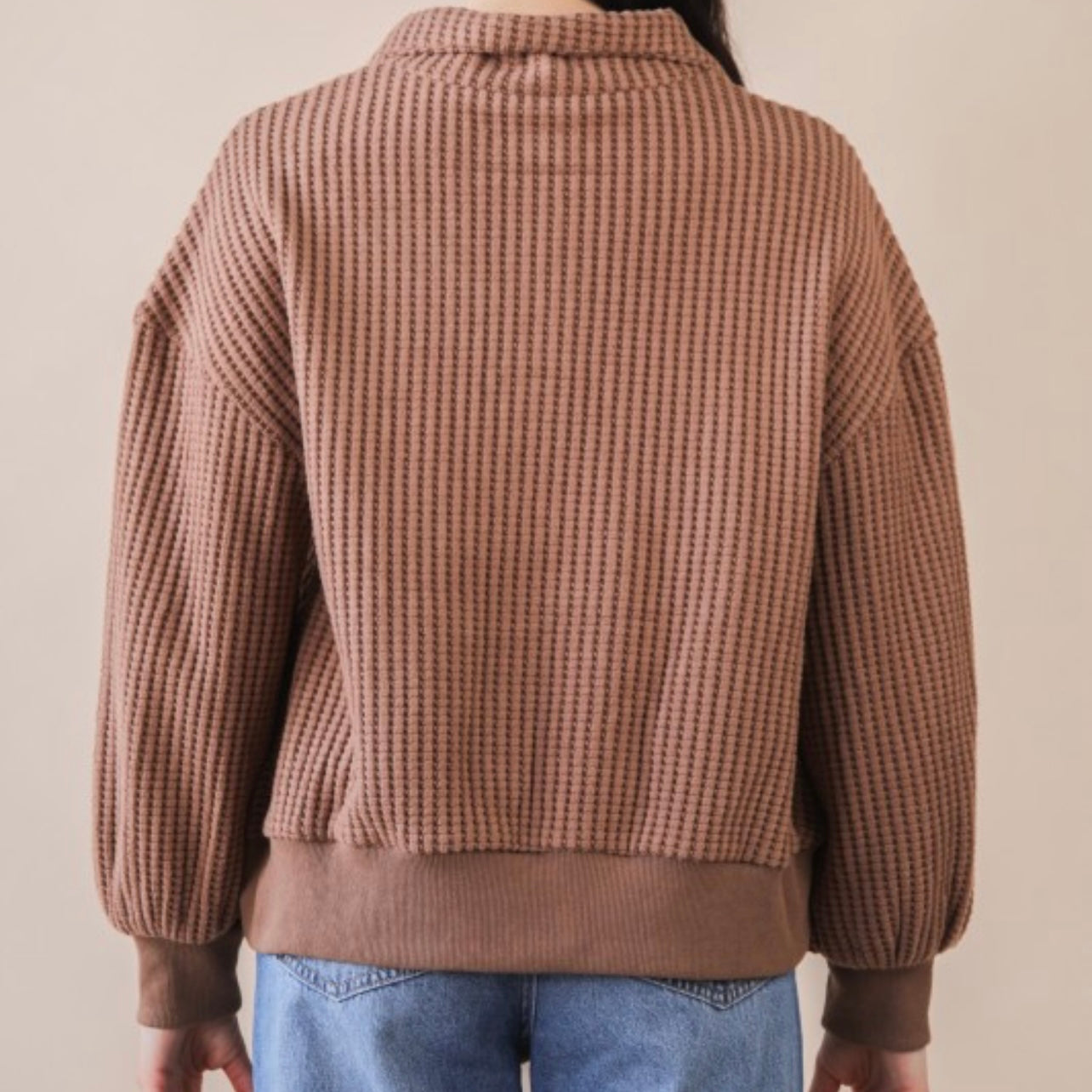 The Cabin Crush Cocoa Waffle Knit Pullover