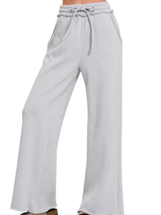 Smoky Slate Wide Leg Sweatpants