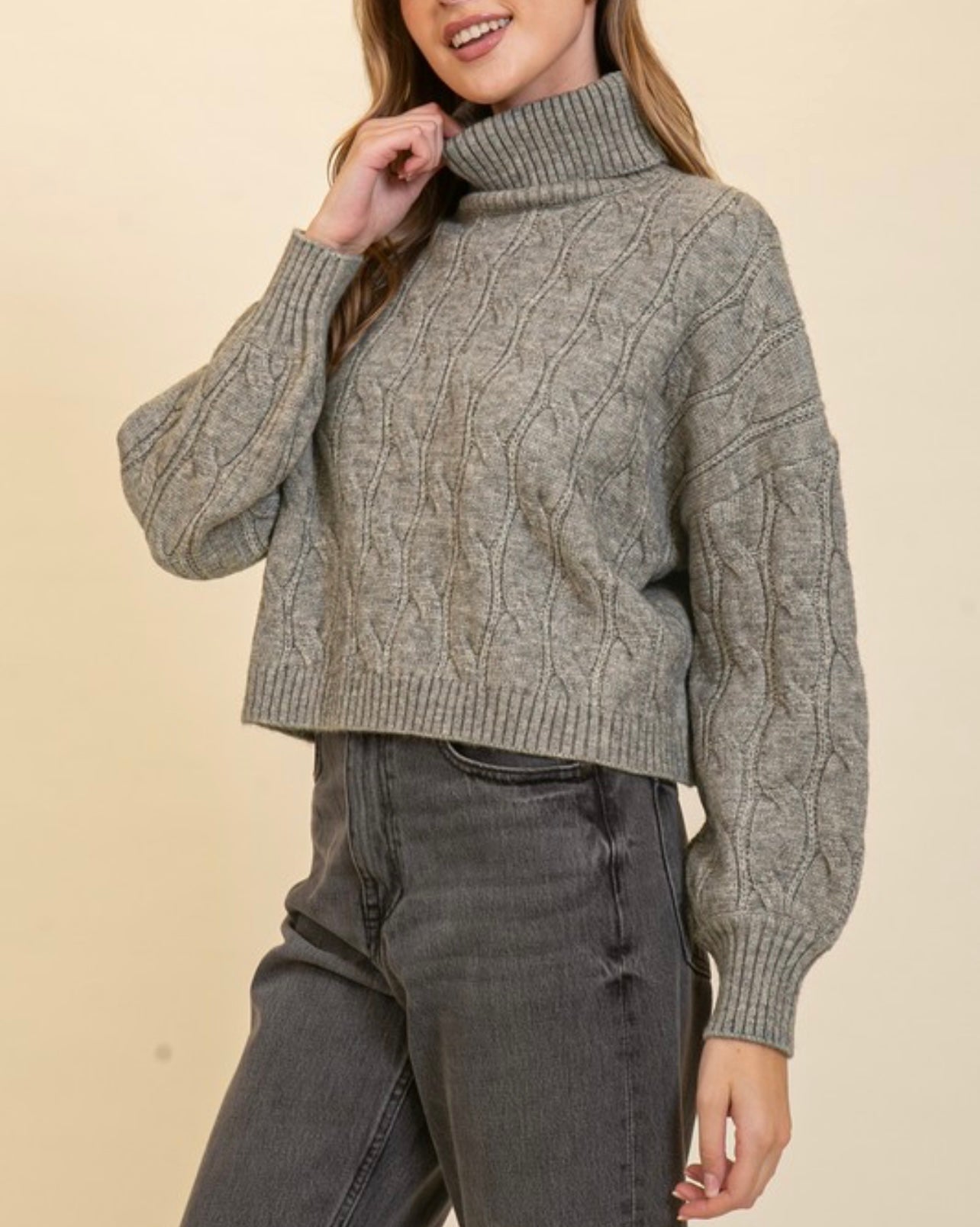 Standing Out Cable Knit Turtle Neck Sweater