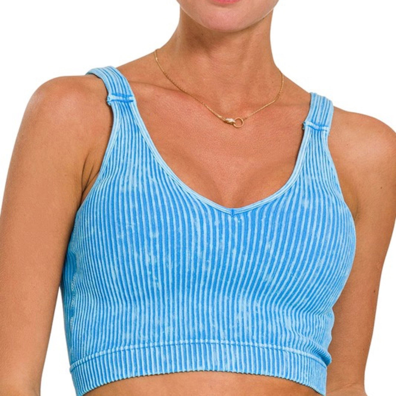 Going Places Washed Ribbed Seamless Padded Cami Tank