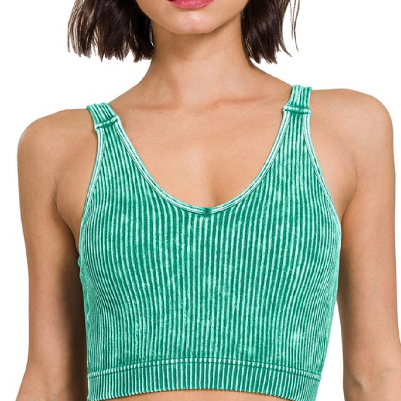 Going Places Washed Ribbed Seamless Padded Cami Tank