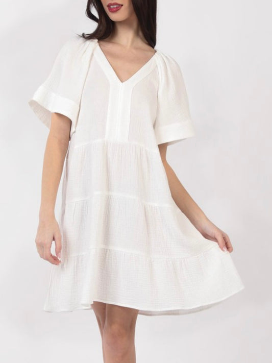 Taking A Break Cotton Gauze Mini Babydoll Dress