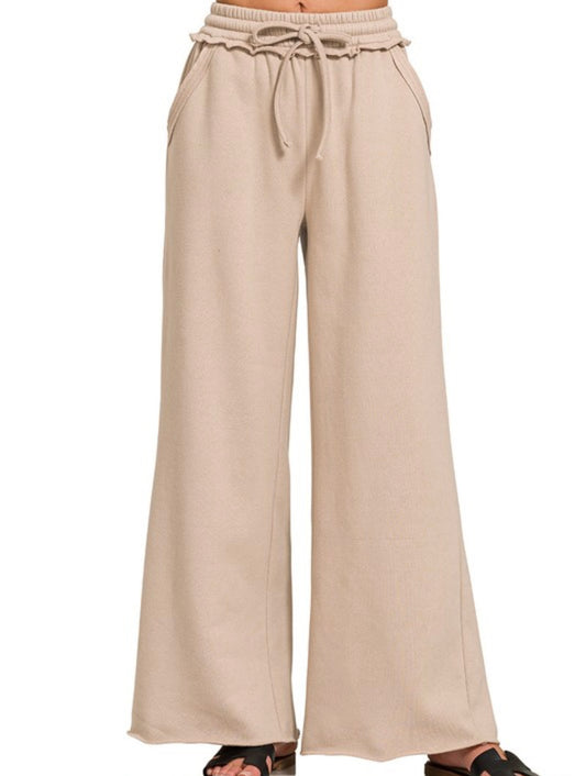 Cloudy Cocoa Wide Leg Sweatpants