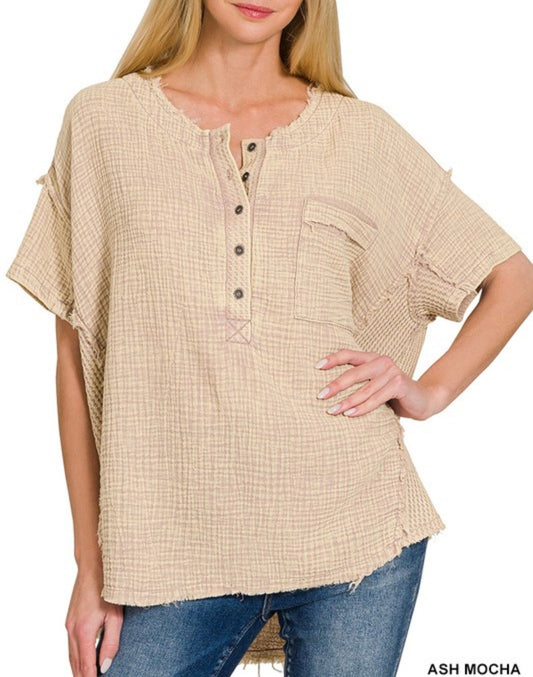 Walking on Sunshine Washed Gauze Top