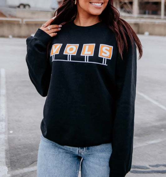 “VOLS” Stadium Sign Black Crew Sweatshirt